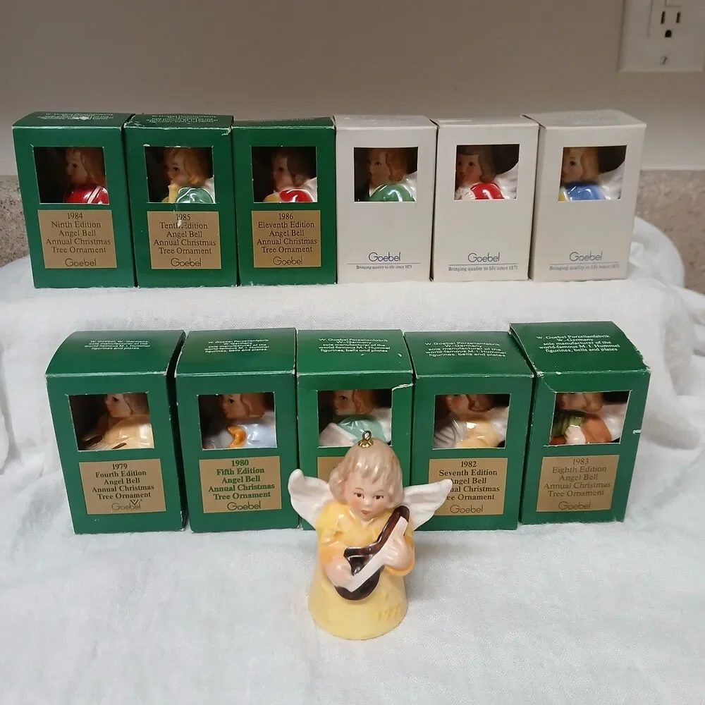 Lot Of 12 Vtg Goebel Angel Bell Ornaments  1979-1989 W/Box Plus 1977 No Box
